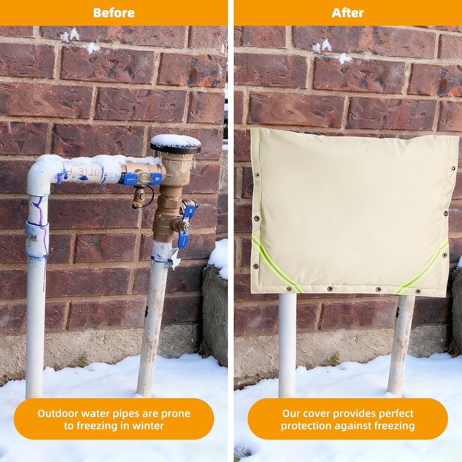 Backflow Preventer Insulation Cover,Outdoor Faucet Cover for Winter, 3 Way Opening Winter Pipe Insulation Sprinkler Valve Cover, Easy Installation Pressure Vacuum Breaker Cover 30"W x 24"H