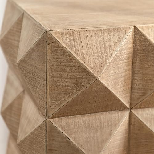 Miniatura 6 de WILLIAMSPACE Mesa auxiliar de granja con patrón tridimensional en relieve, mesa auxiliar retro pequeña de madera para sala de estar, apartamento,