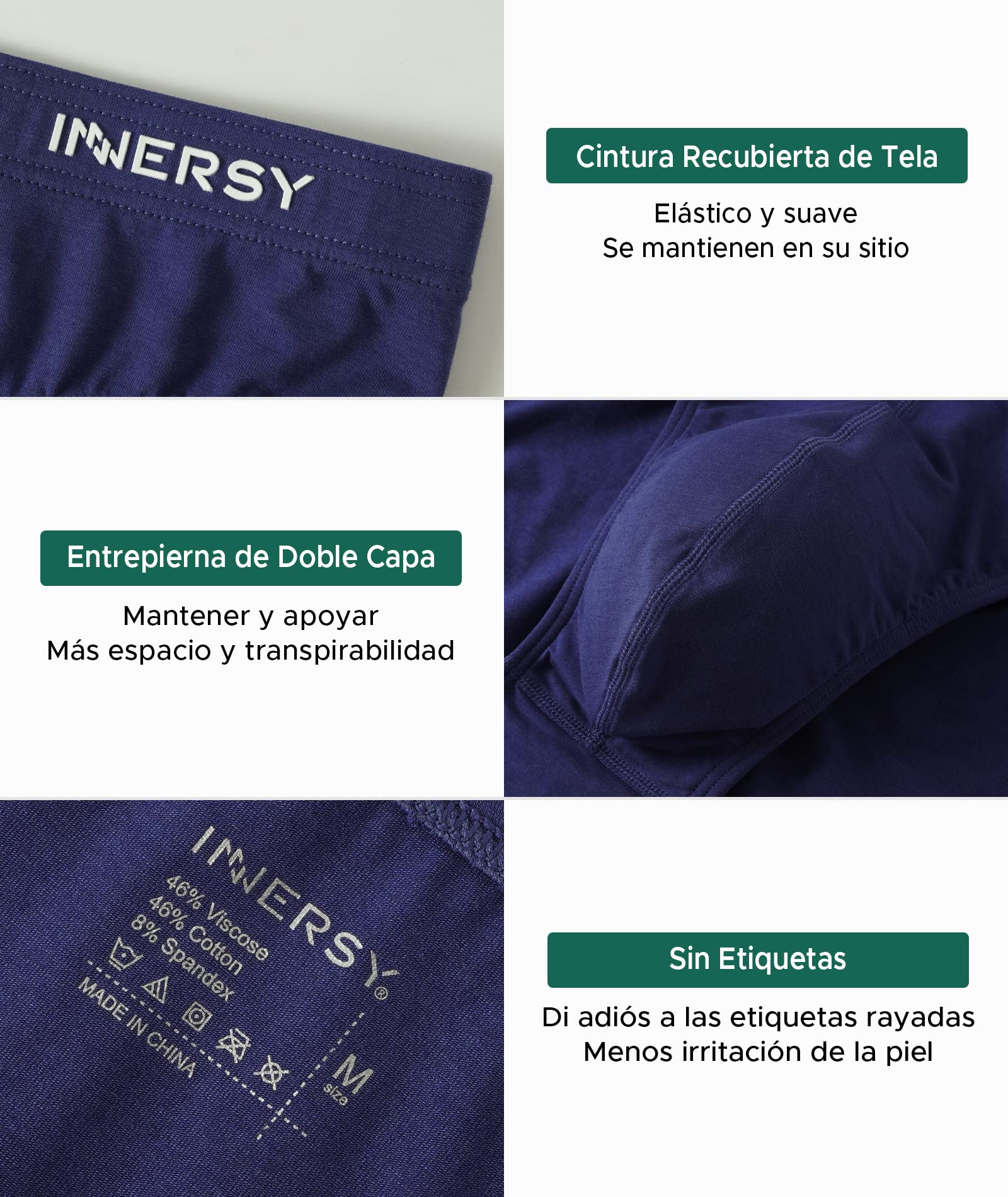 INNERSY Slips Hombre Algodon Suave Calzoncillos Slip Cintura Cómoda Ropa Interior Elástica Pack de 4