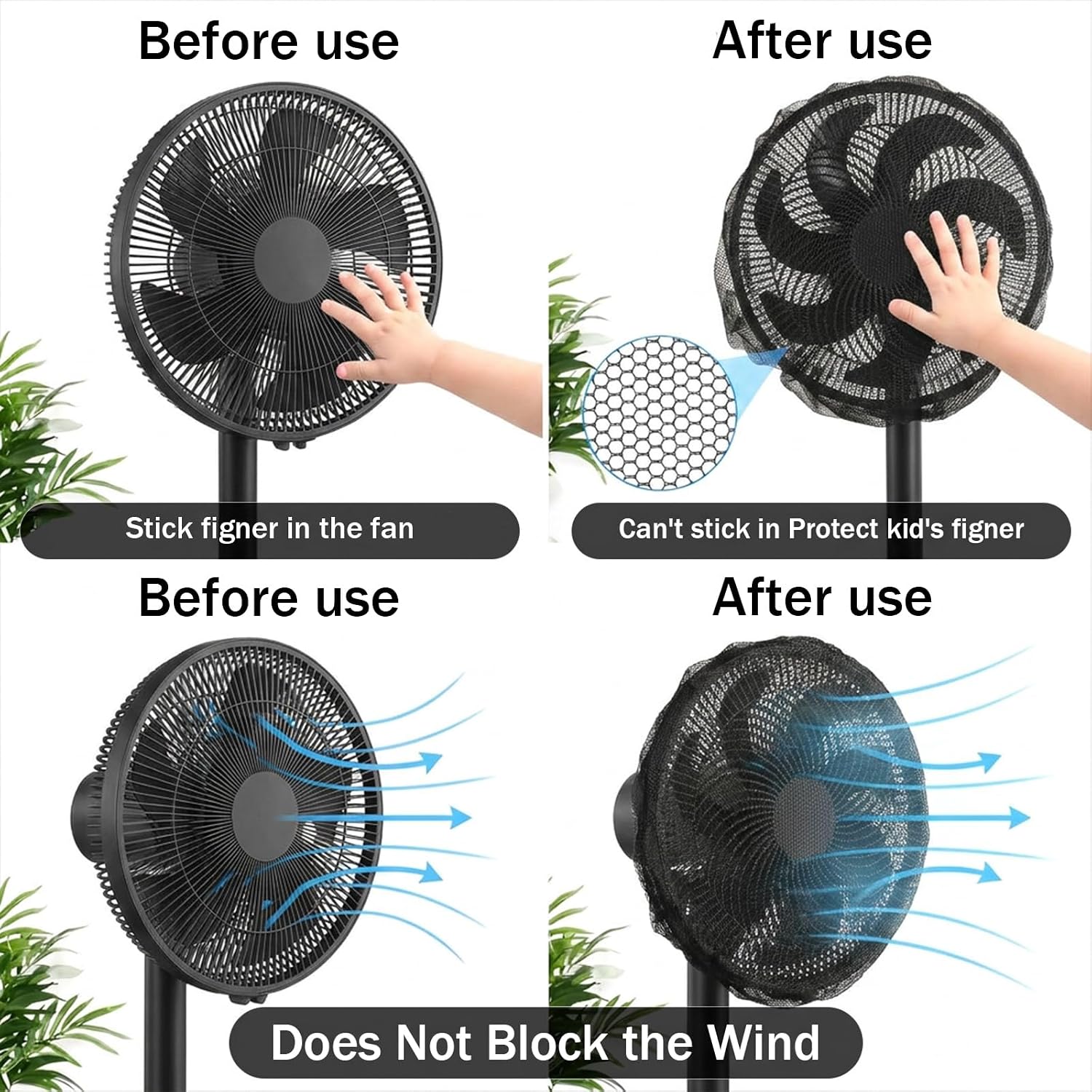 2 Pack Fan Cover Mesh Fan Covers Outdoor Waterproof Mesh Fans Covers Dust for Pedestal Floor Fans, Finger Protection Net