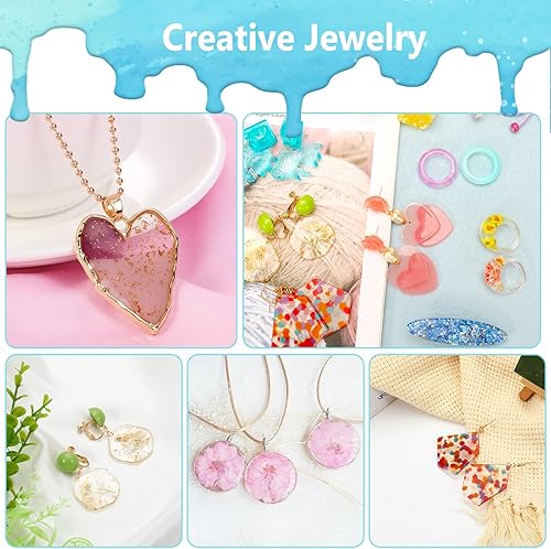 Miniatura 6 de Kit de fabricación de joyas de resina UV, 14.11 oz de resinas transparentes con luz y moldes, kit de resina para hacer joyas, kit de inicio de