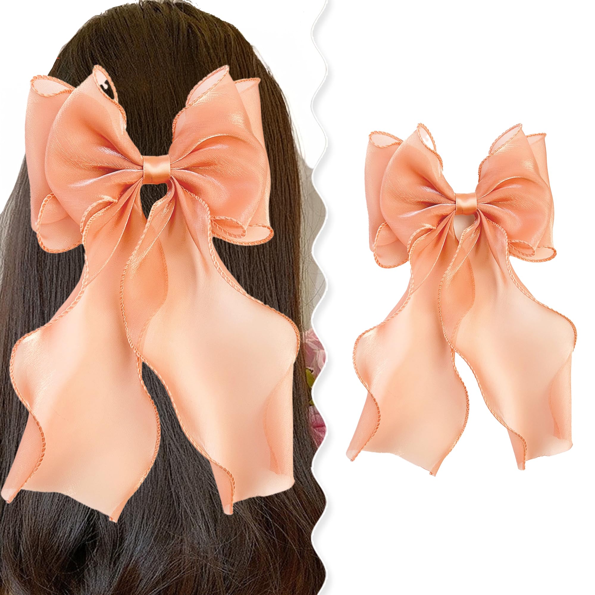 Amazon | シアーリボンヘアクリップ オレンジ ロリータ ゆめかわいい