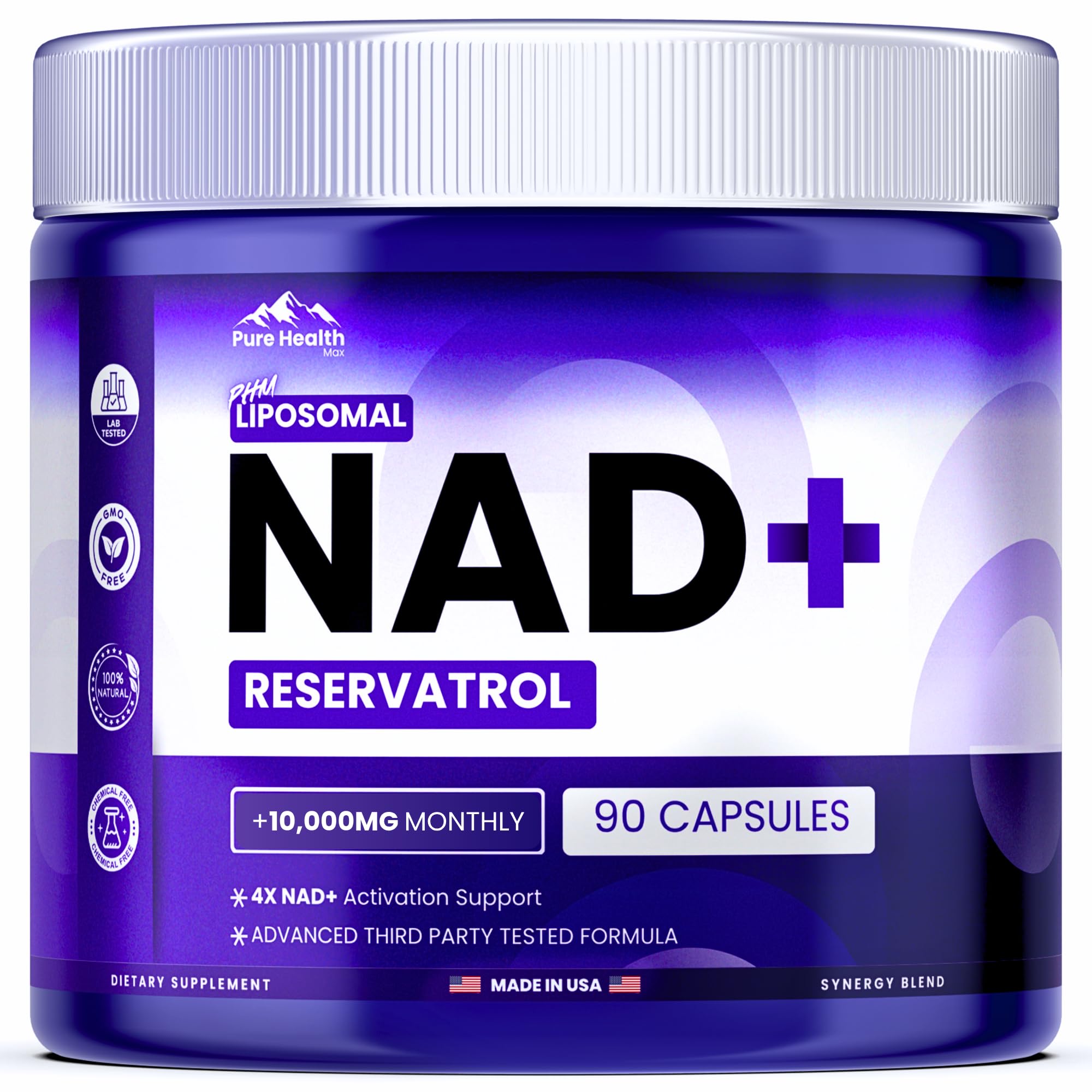 PURE HEALTH MAX PHM NAD Resveratrol Supplement - NAD+ Liposo