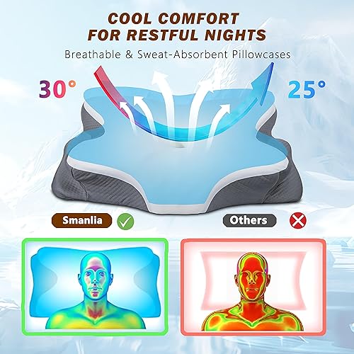 Miniatura 6 de Almohada cervical para el cuello para aliviar el dolor, almohadas ergonómicas de espuma viscoelástica para dormir, almohadas de apoyo para el cuello