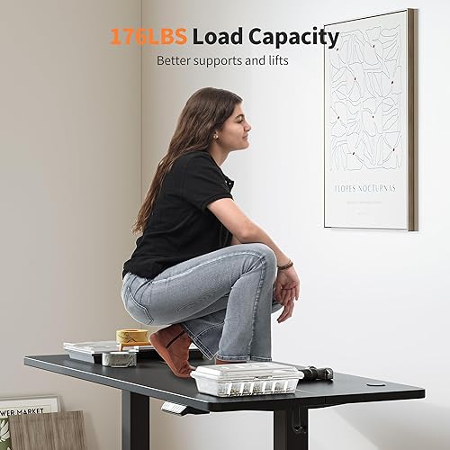 Miniatura 3 de BANTI Escritorio eléctrico de pie de altura ajustable, 40 x 24 pulgadas, escritorio de pie para sentarse, escritorio de oficina en casa, negro