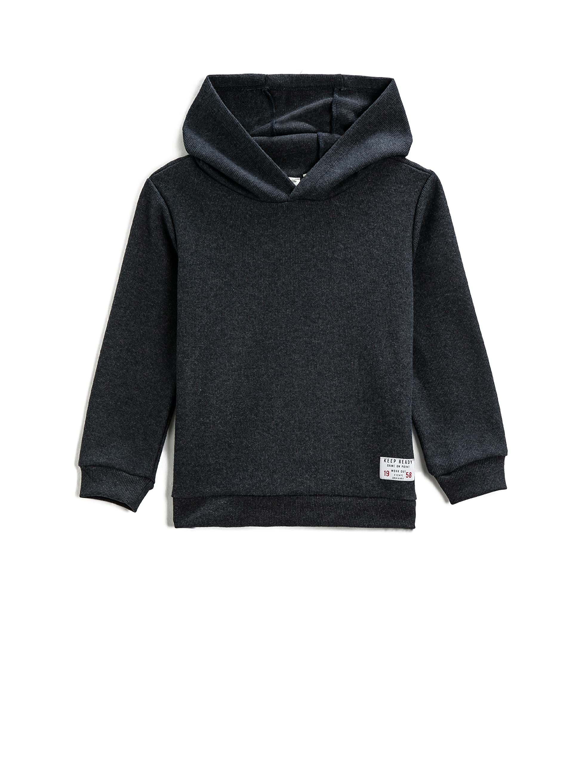 Basic Kapüşonlu Sweatshirt Dokulu