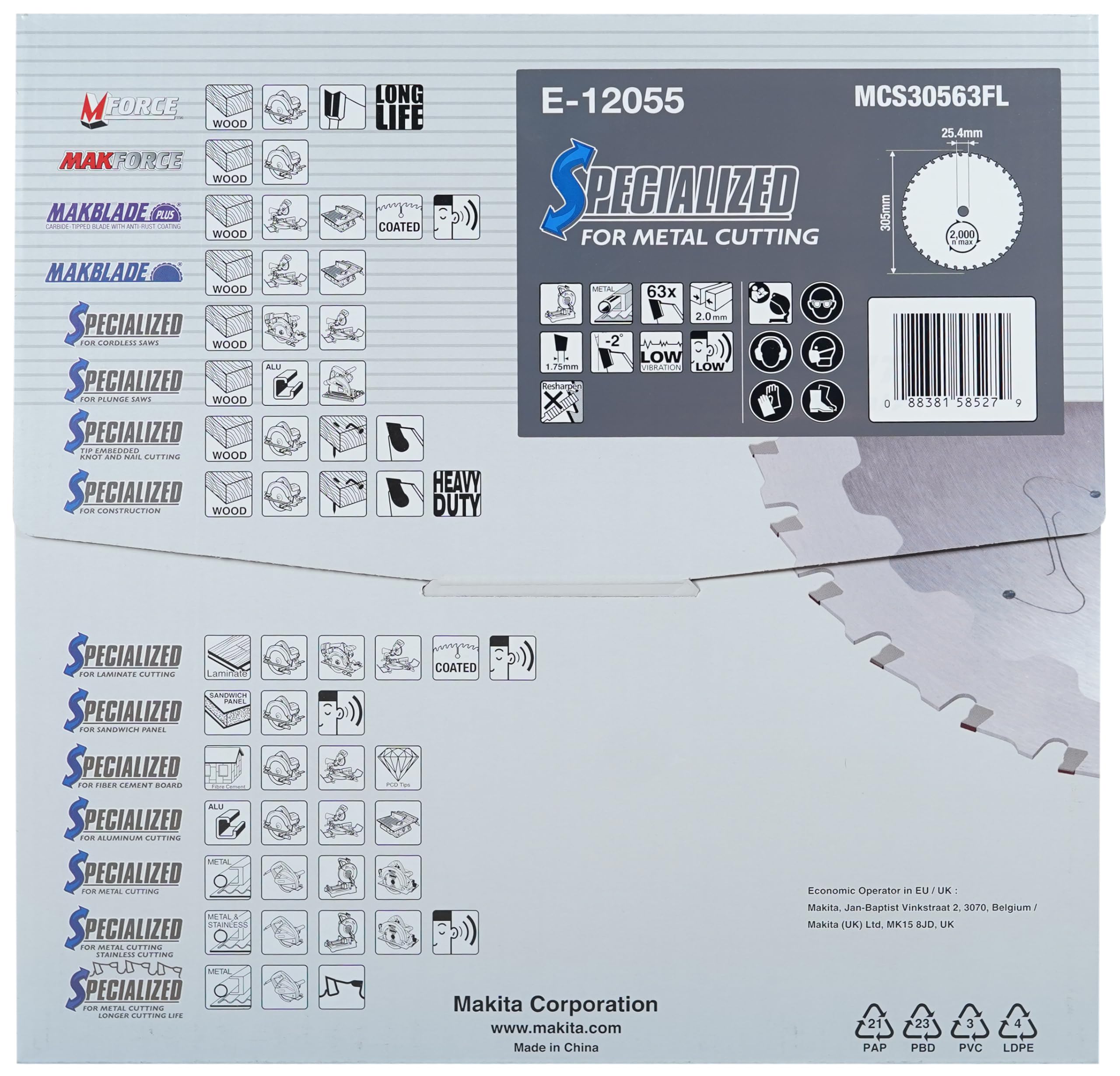 Makita Sägeblatt 305 Mm X 1 Zoll, 60 Zähne – Für Präzise Schnitte, B-33439