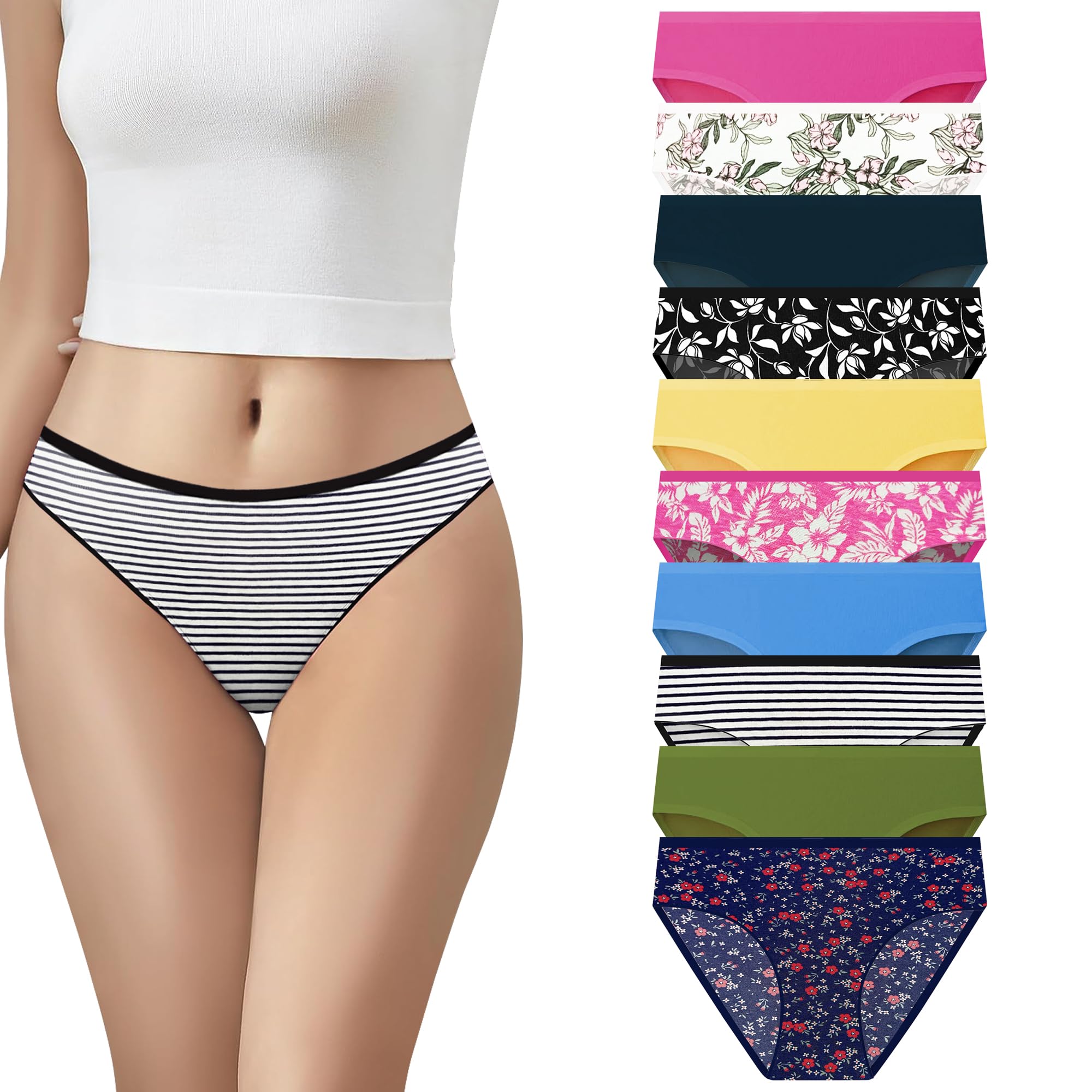 Cotton Plus Size Underwear Regular Full Coverage Innerwear Bikini Panty Set for Women and Teen Girls Hipster Brief for Daily Use Combo (Pack of Any Random Colours and Prints)-image-12