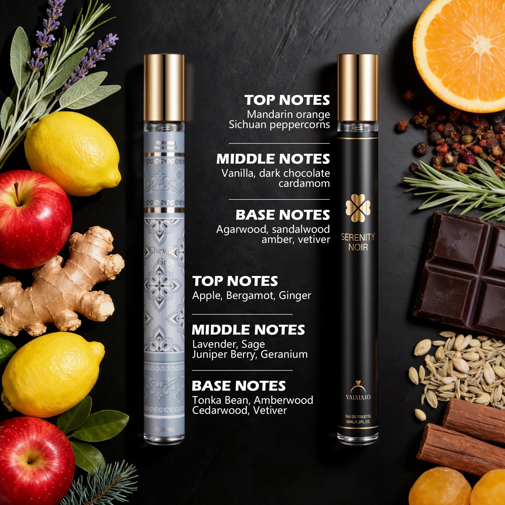 Profumo da uomo, 6 x 35 ml, Eau de Parfum, profumo da uomo, con bergamotto, vaniglia e sandalo, profumo duraturo in qualità profumata, fresco e sensuale, mini set di profumi da viaggio