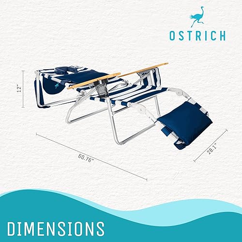 Miniatura 3 de Ostrich Silla deportiva acolchada 3 en 1 portátil de lujo con 5 posiciones y reposapiés y sillón reclinable para acampar al aire libre con 5