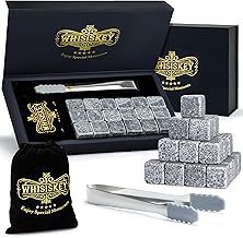 WHISISKEY Set de Piedras de Whisky - 18 Cubitos de Hielo Reutilizables - Caja de Regalo - Piedras de Whisky - Set de Regalo de Whisky - Regalos Originales para Hombre - Accesorios de Whiskey