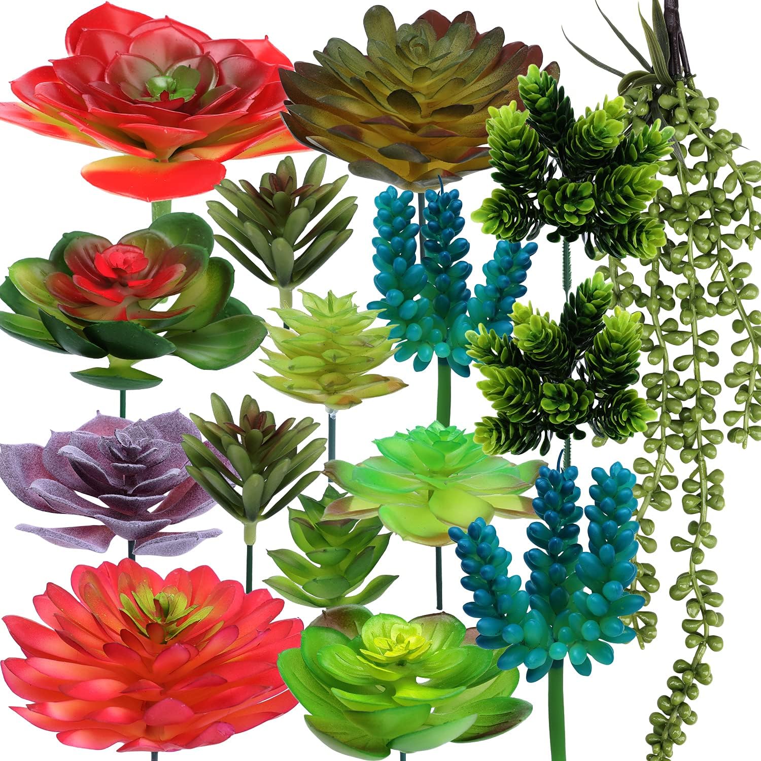 iClosam Artificial Succulent Plants 16PCS Unpotted Fake Faux Succulent Plants for Home Decor Large Size Plastic Plants Natural Color for Garden Arrangement Decoration