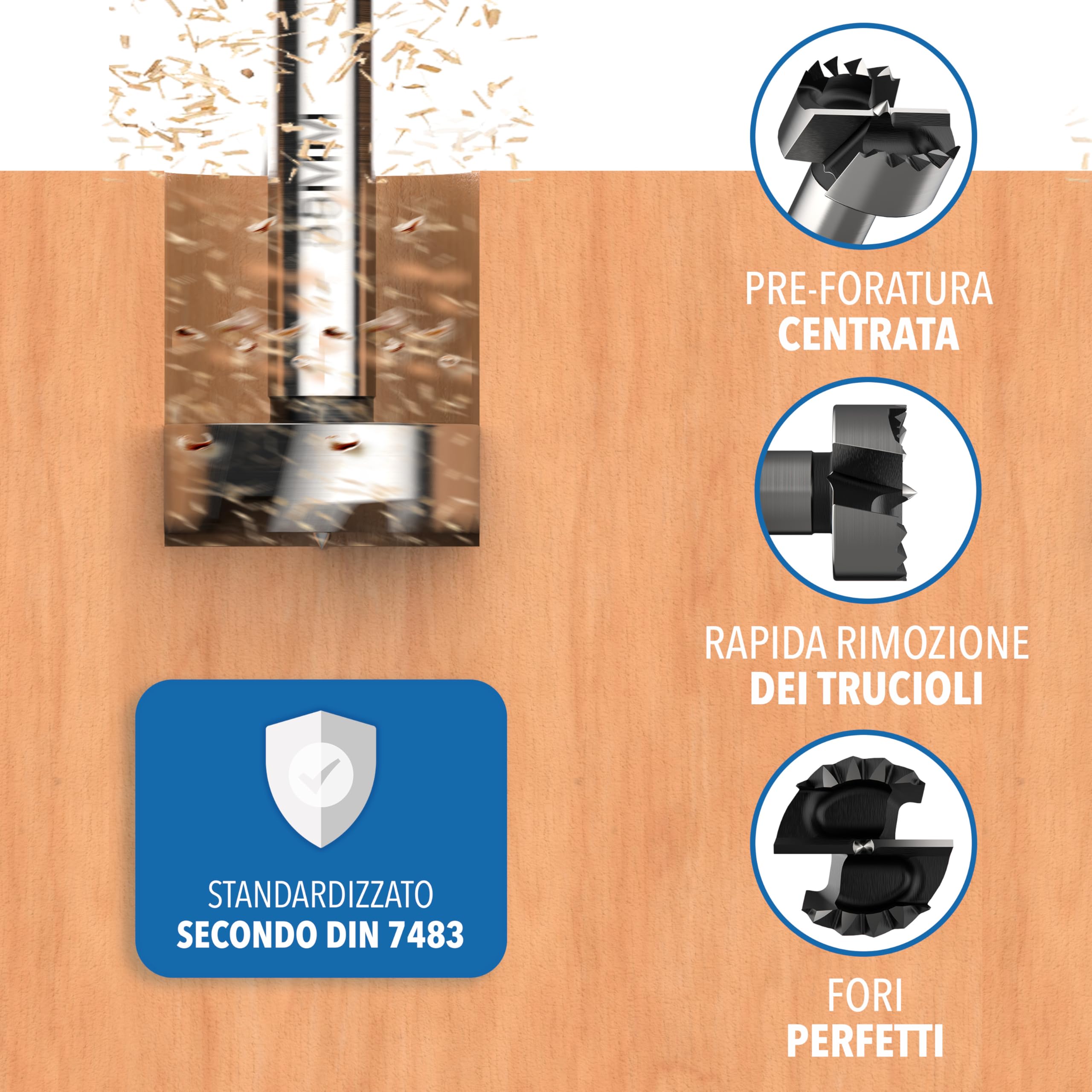 STONE REEF Forstner – Set di 12 punte Forstner da 12–50 mm con scatola portaoggetti, ideale per legno e forature precise. Include punte a tazza, punta Forstner 40 mm e utensili per falegnameria.