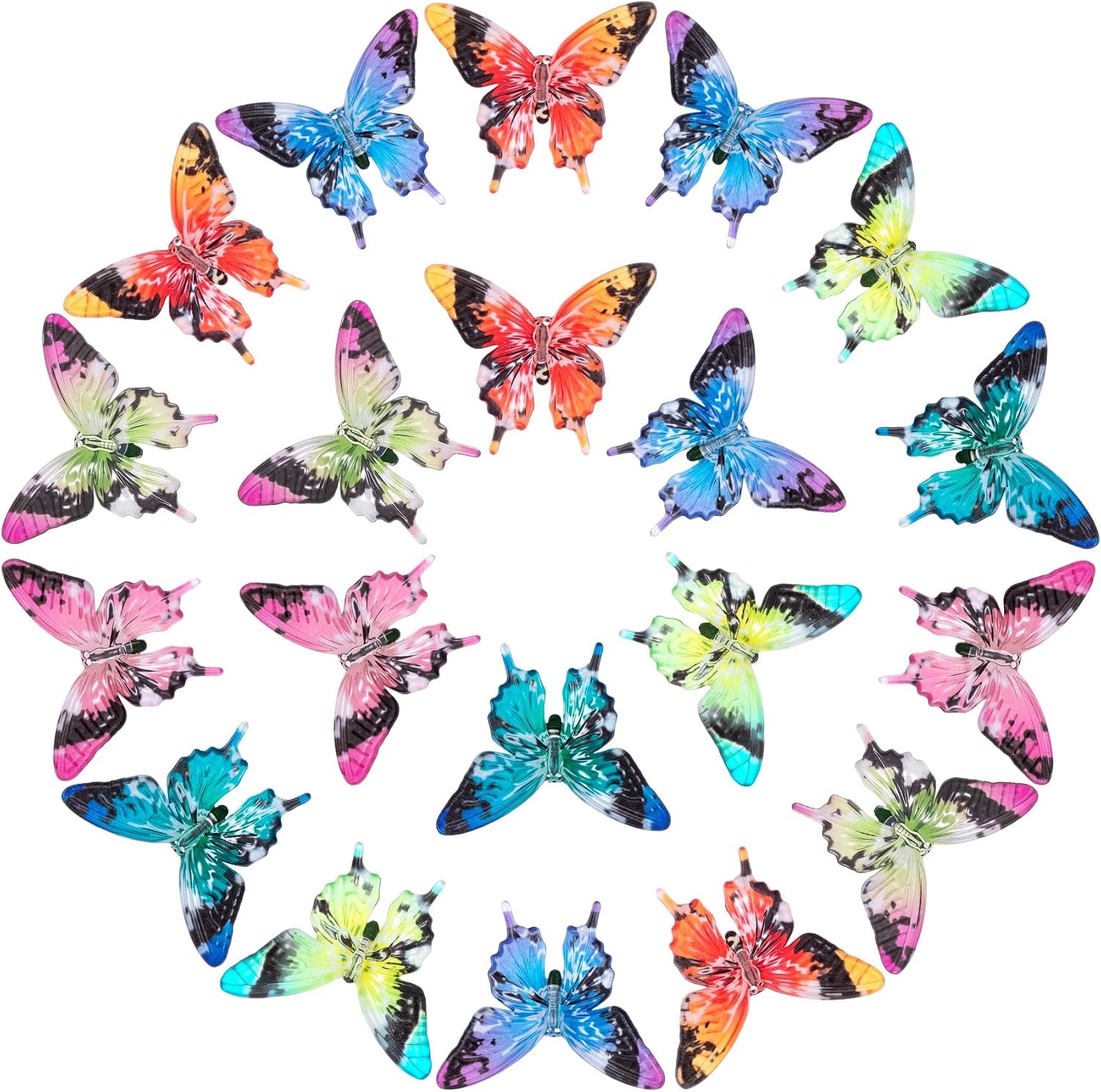 20pcs Acrylic Butterfly Beads for Pens, 3D Fancy Focal Beads Bulk, Beaded Pens Supplies for DIY Craft, Keychains, Bracelet, Necklace, Earrings, Jewelry Making (Random Color)