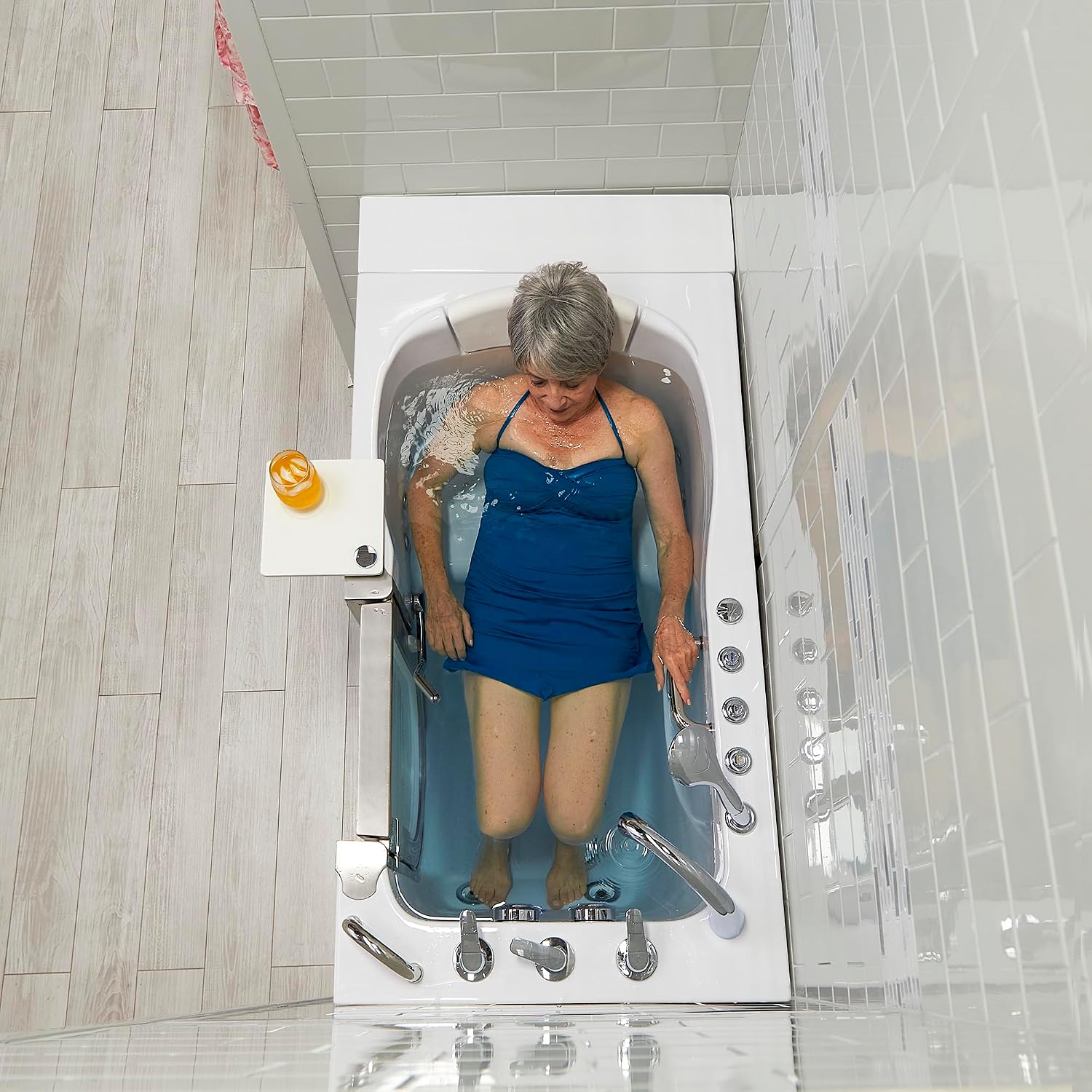 Ella Royal 32"x52" Acrylic Soaking Walk-In-Bathtub, Right Inward Swing Door, Heated Seat, 5 Piece Fast Fill Faucet, 2" Dual Drain