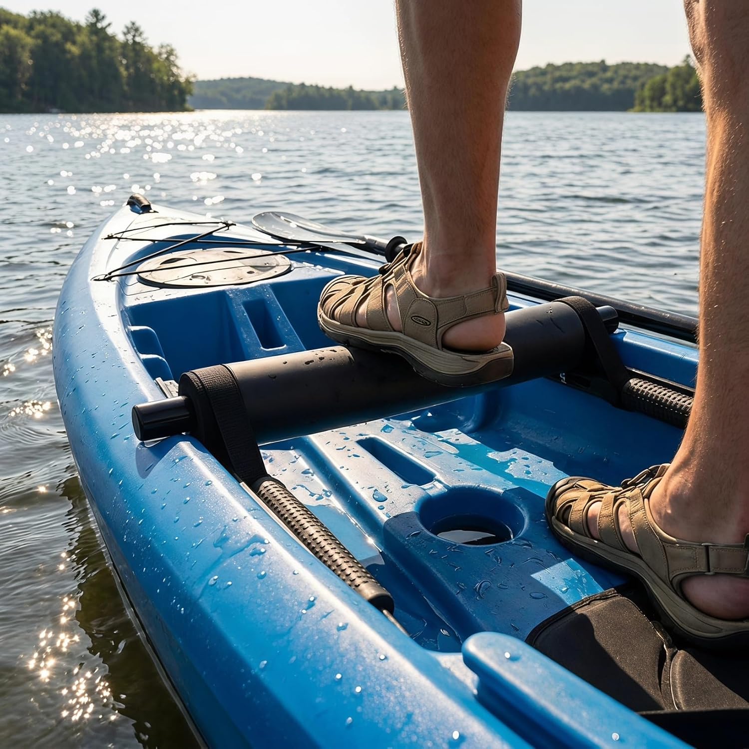 ibasenice Kayak Foot Pedal Adjustable Footrest for Inflatable Kayaks Paddle Board Seat Foot Brace Easy Install Durable Boating Accessory