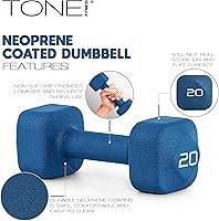 Vista 3 de Tone Fitness Neoprene Dumbbell Weight Pairs with Anti-Roll Square Head Multiple Options