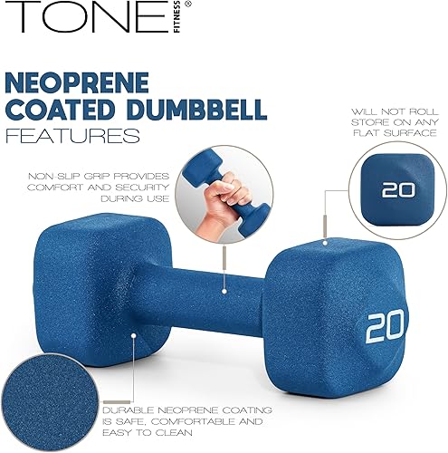 Miniatura 3 de Tone Fitness Par de mancuernas de neopreno con cabeza cuadrada antivuelco Múltiples opciones