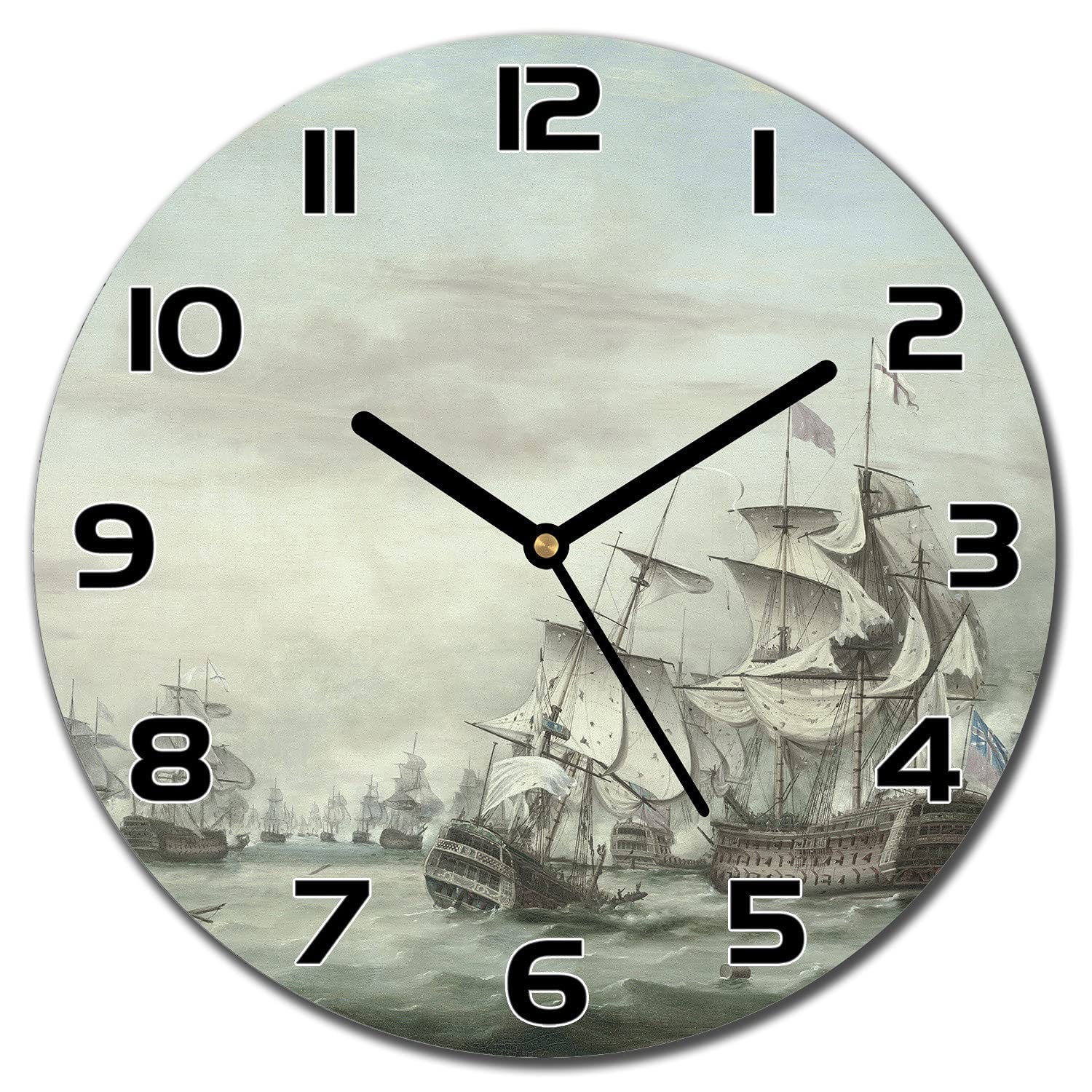 Horloge en verre moderne cuisine et salon style marine 30cm