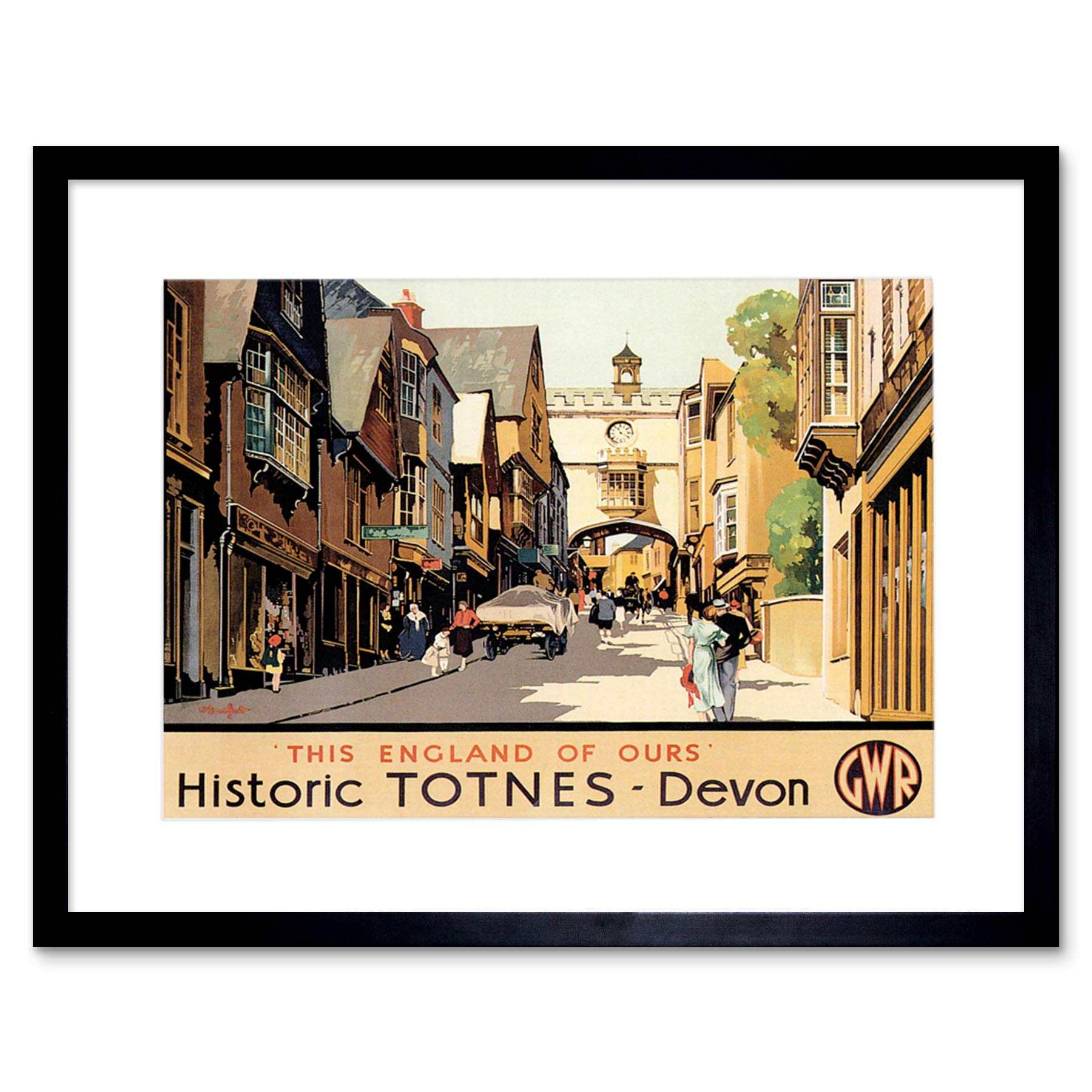 Wee Blue Coo Travel Totnes Devon Gwr Old Town UK Village High Street Framed Wall Art Print
