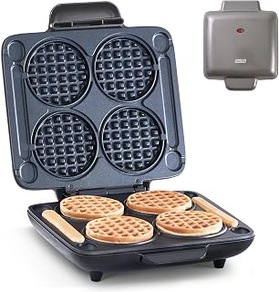 Dash Multi Mini Waffle Maker Graphite - 4 Mini Waffles at Once, Dual Nonstick Plates, Compact Fast Heating Family Iron