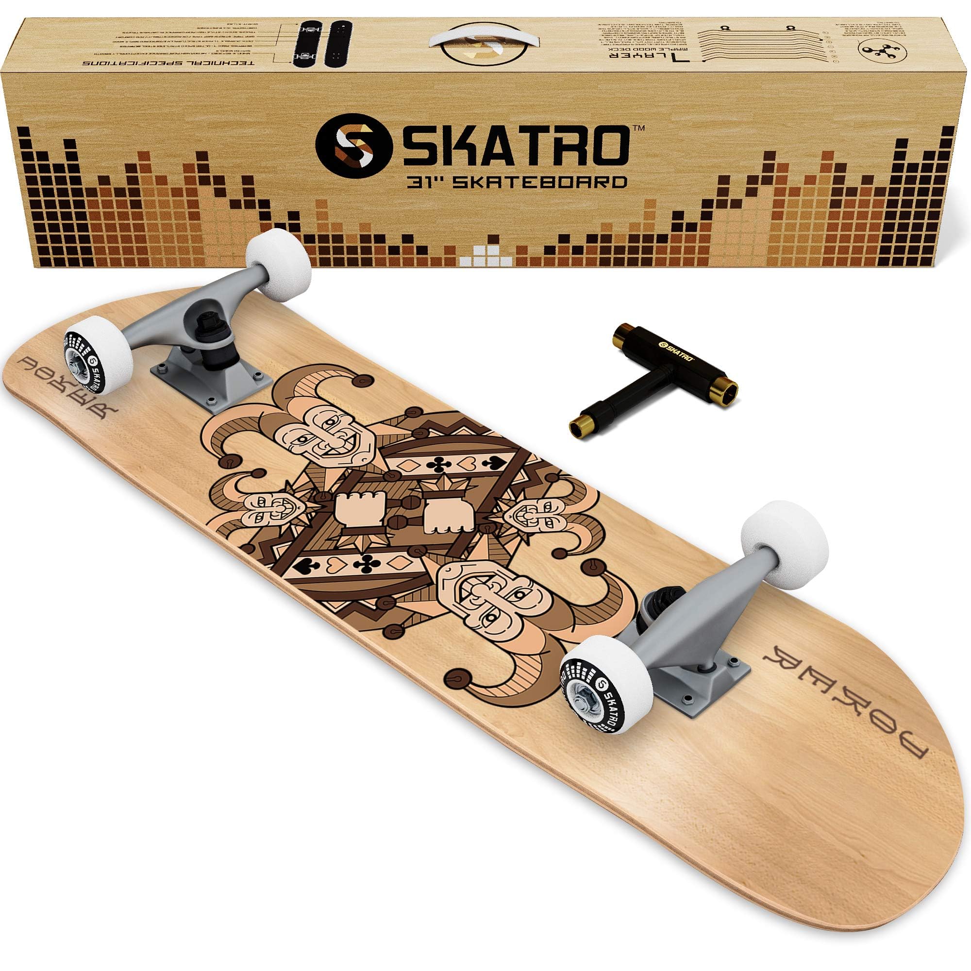 SKATRO - Pro Skateboard 31" Complete Skateboard. Skate Board ages: adults, boys, girls, beginners, and Kids