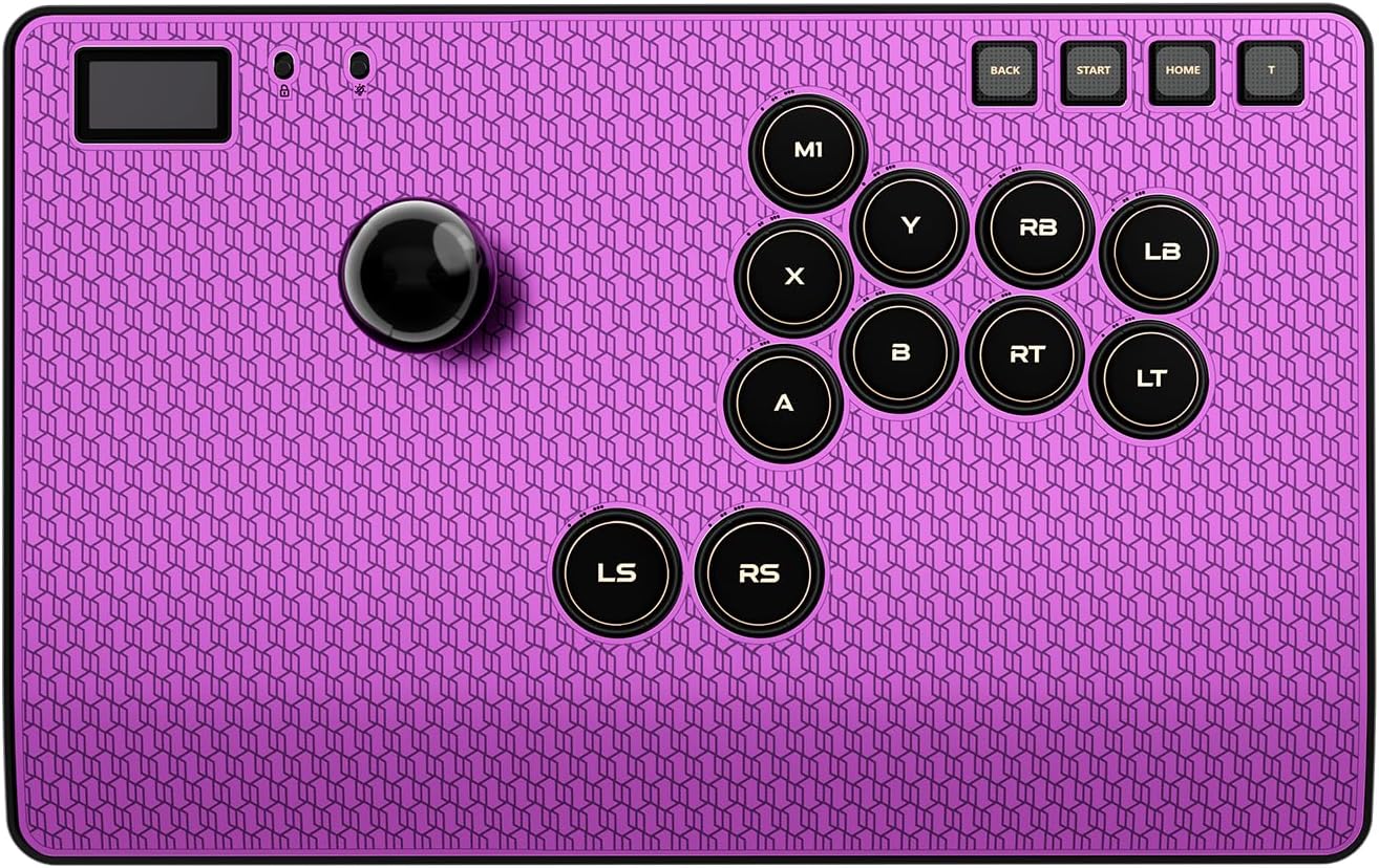 Haute42 Leverless Controller Arcade Stick: Magnetic Arcade Stick CAS with RGB ,Premium Aluminum Haute42 CAS Fightstick for PC/PS3/PS4/Switch Game with Lock Button Support Hot Swap & SOCD (Purple)