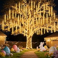 Vista 22 de Luces de Lluvia de Meteoros de Navidad, 20 en 20 Tubos Luces de Lluvia en Cascada con Cambio Automático con 12 Modos, Decoración Navideña