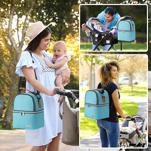 Miniatura 7 de Bolsa enfriadora de leche materna con bolsa de hielo para 6 biberones de hasta 9 onzas, bolsa enfriadora con bomba de leche materna con correa para