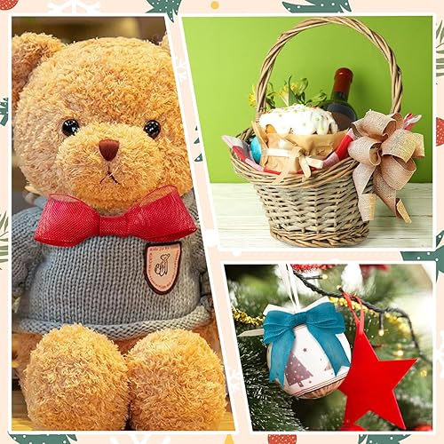 Miniatura 5 de Cinta de arpillera con alambre de 2 pulgadas de ancho  8 rollos de 40 yardas de tela sólida natural con borde de alambre de metal para manualidades,