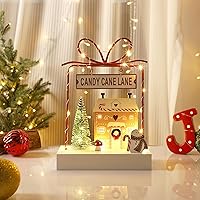 Vista 7 de Decoración de Mesa de Navidad, Decoraciones Iluminadas de Madera, Decoraciones de Mesa de Navidad Operadas a Batería para Interiores