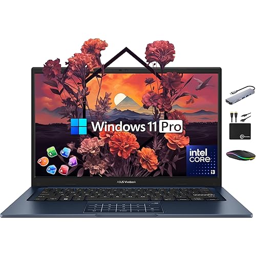 ASUS Vivobook Laptop 2025 Ultra Portable Business Computer, 14" FHD Display, 24GB RAM, 1TB Storage (512GB SSD + 500GB Ext), 6-Core Intel i3-1315U, MarxsolAccessory, Win 11 Pro, Lifetime Office 2024