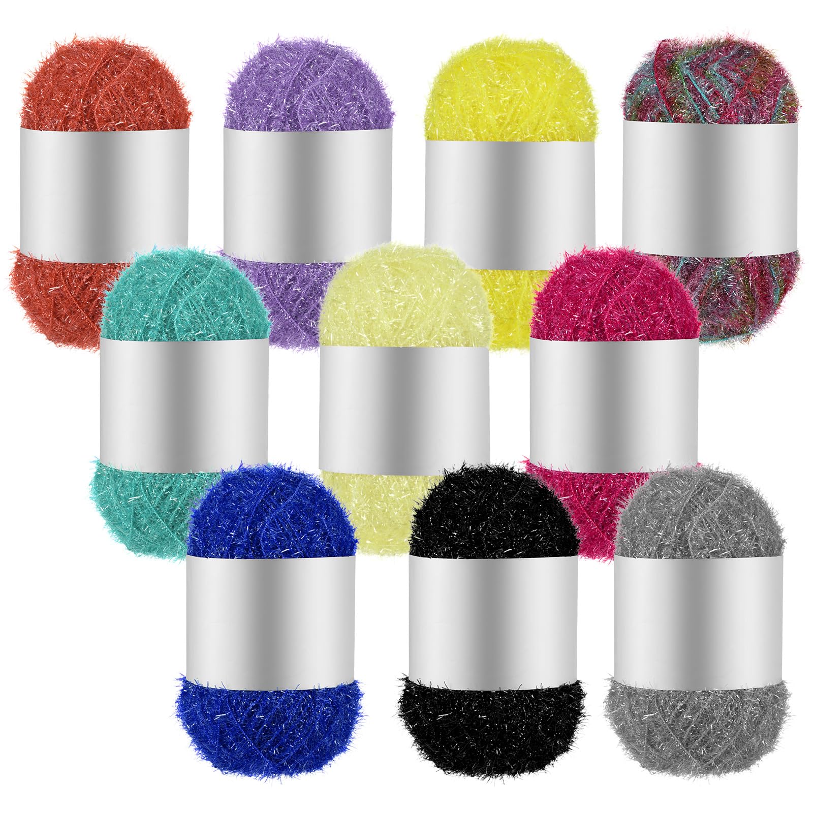 10 Skeins Scrubby Yarn 328 Ft/ 109 Yard, Assorted Colors Scrubby Stripes Polyester Scrub Yarn for Knitting Weaving Crochet Craft Project