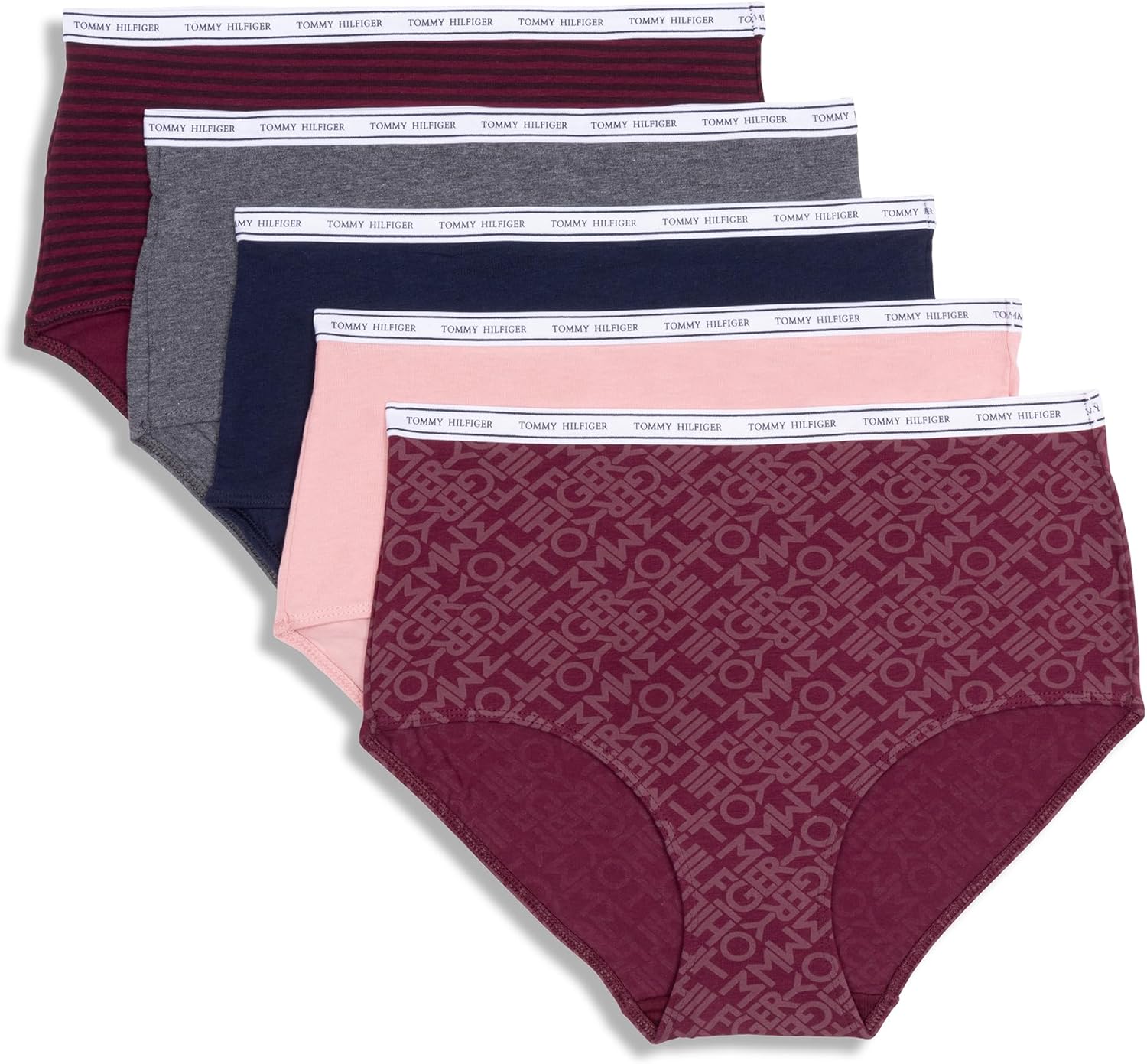 Tommy Hilfiger Women's Classic Cotton Brief Underwear With Logo Waistband 5-pack