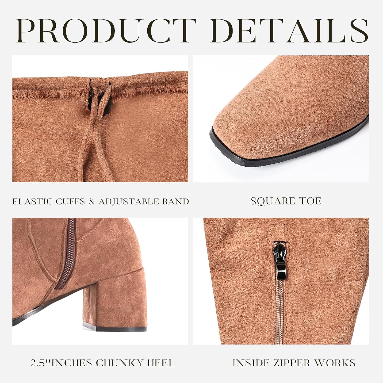 Vipost Square Toe 2.5-inch Thigh High Boots, Suede Over the Knee High Boots for Women, Chunky Block Heel Long Tall Boot with Side Zipper, Fall Winter Fashion 2025 - Image 4