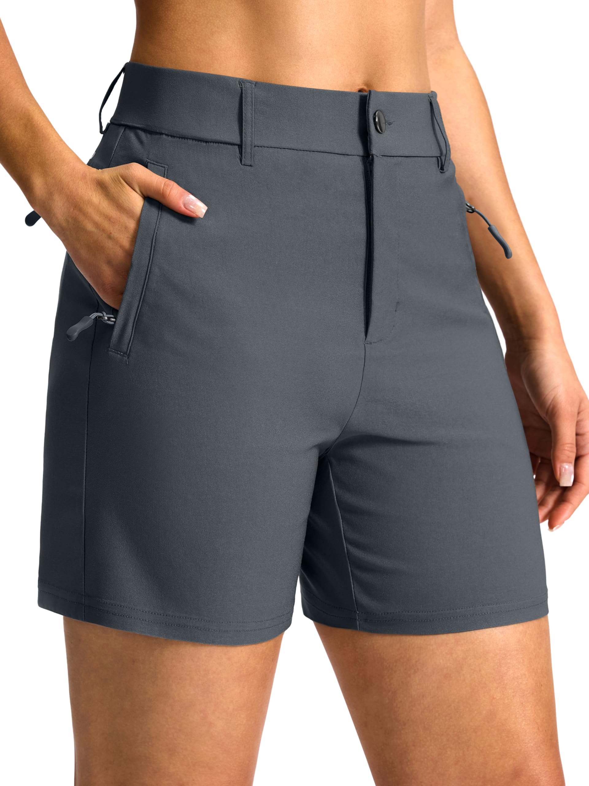SANTINY Women's 5"/7" Hiking Golf Shorts with 3 Pockets Stretch Quick Dry Outdoor Travel Work Shorts for Women Casual Summer — view 12