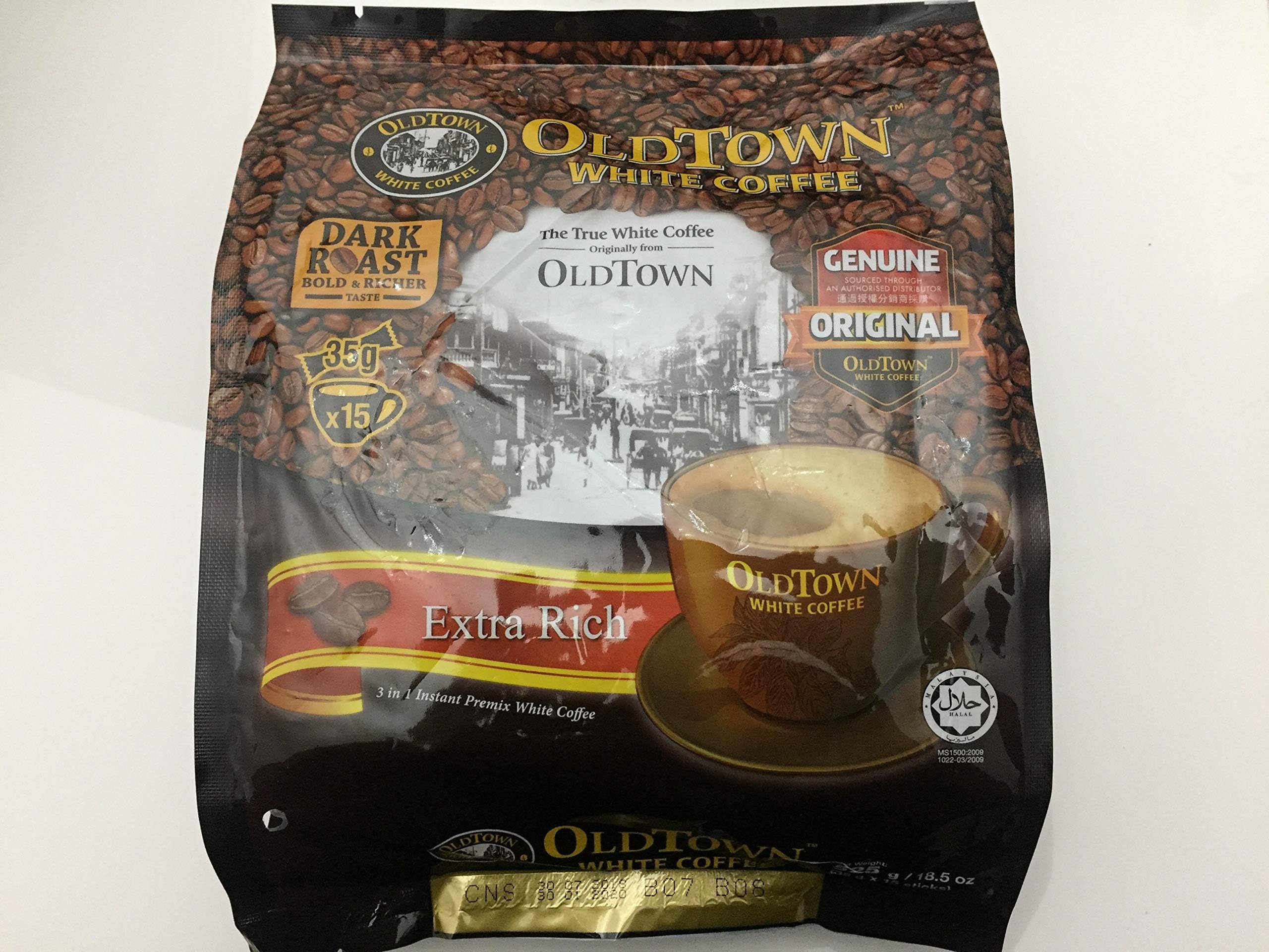 1 Packs- OLD TOWN -- 3 in 1 -(Dark Roast---Extra Rich)- White Coffee, 525g