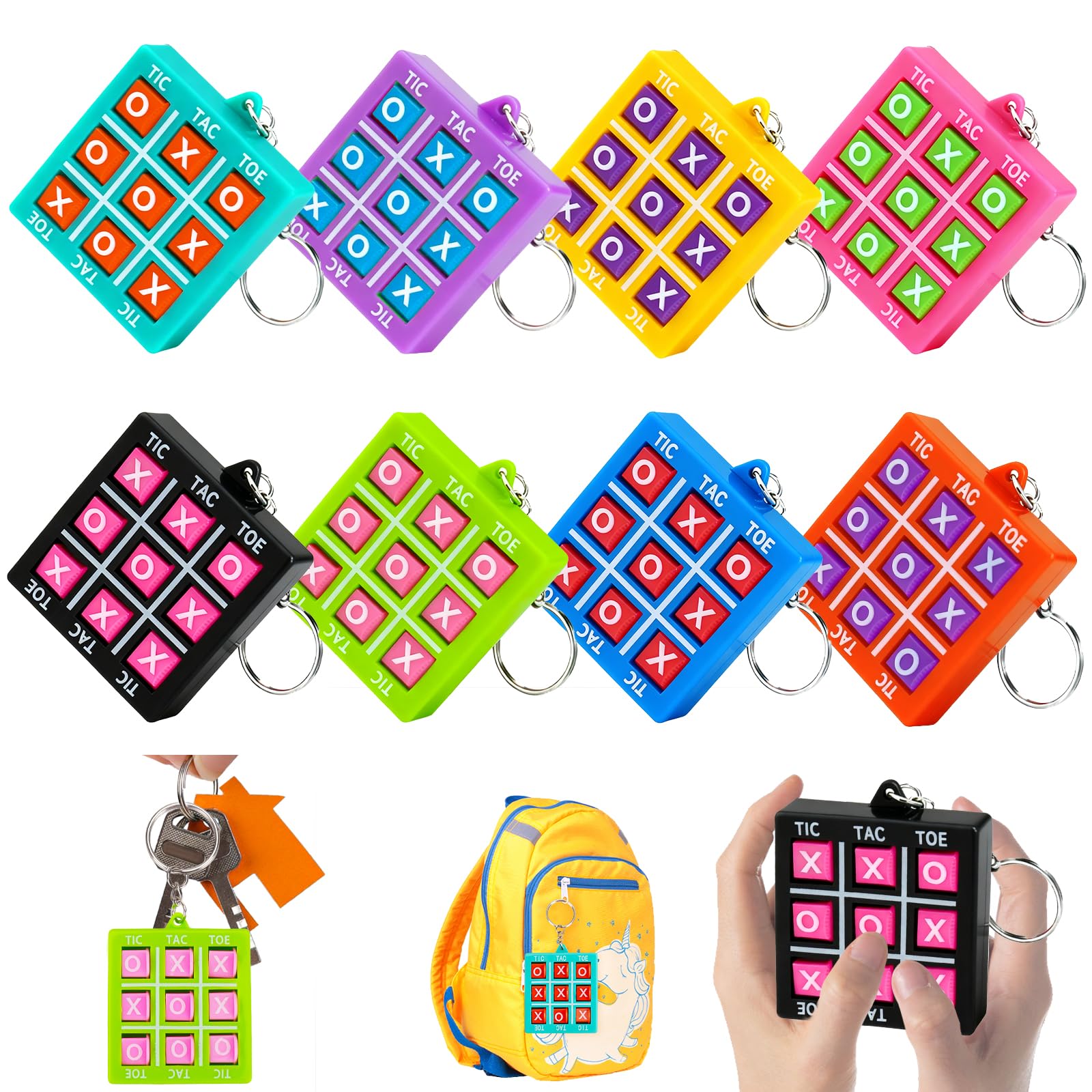Photo 1 of 16PCS Tic Tac Toe Game Birthday Party Favors Goodie Bags Stuffers for Kids 3-5 4-8 8-12 Summer End of Year Student Gifts from Teacher Classroom Treasure Carnival Prize Box Return Gift Pinata Keychain