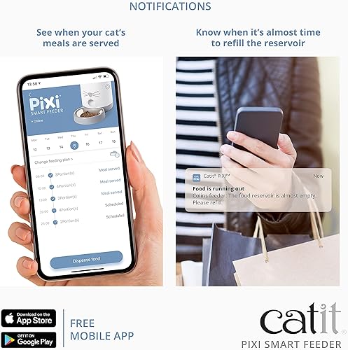 Miniatura 2 de Catit - Alimentador inteligente PIXI - Dispensador automático de alimentos para gatos - Comedero para mascotas con dispensador de alimentos secos,