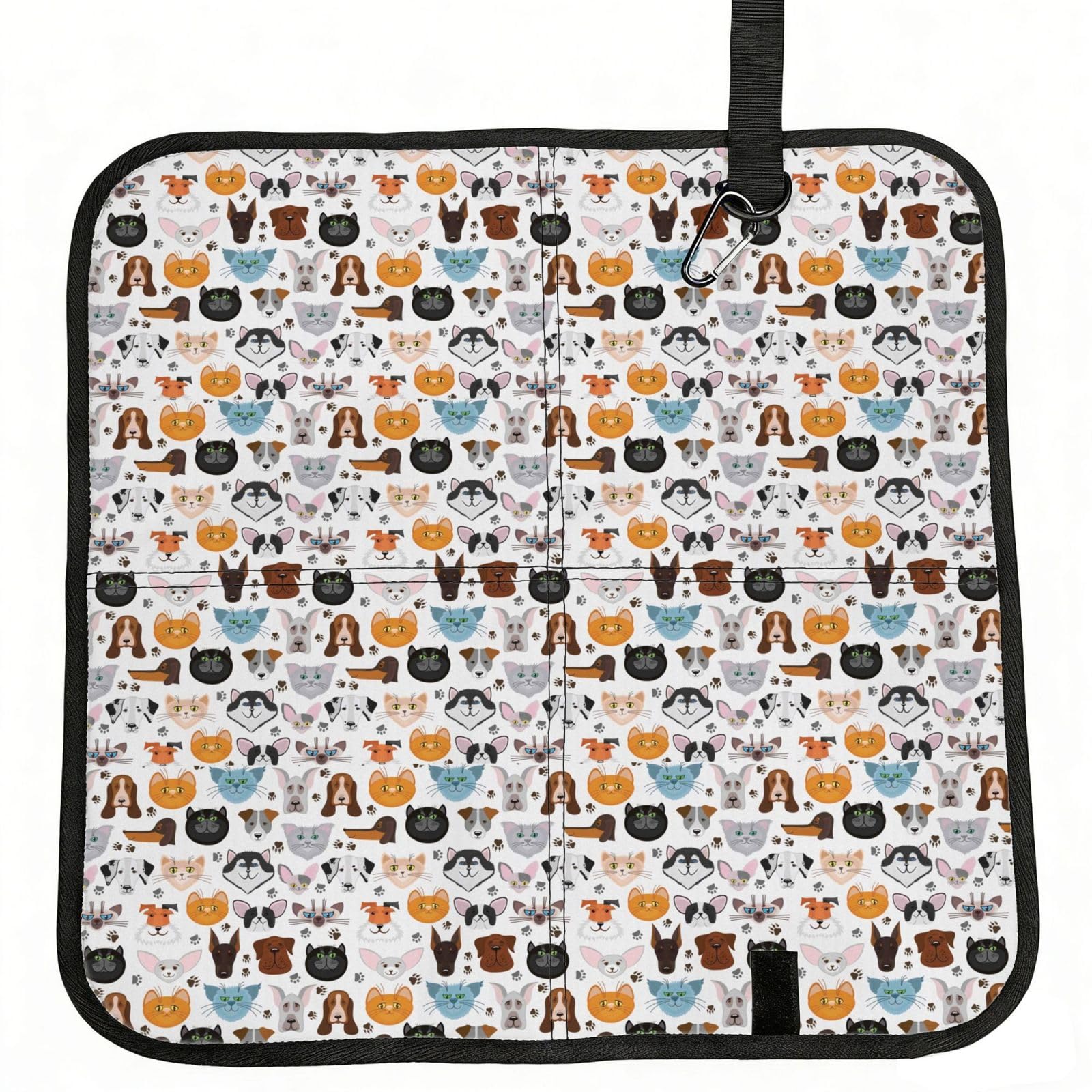 ERCgad Cartoon Cat And Dog Print Foldable Seat Cushion Portable Chair Pad Lightweight Travel Outdoor Office Home