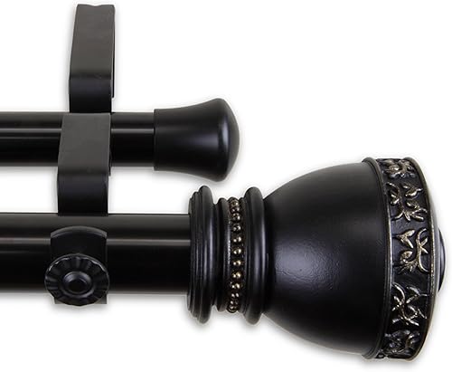 Miniatura 2 de Rod Desyne Barra de cortina doble Delaney de 1 pulgada, 48-84 pulgadas, color negro