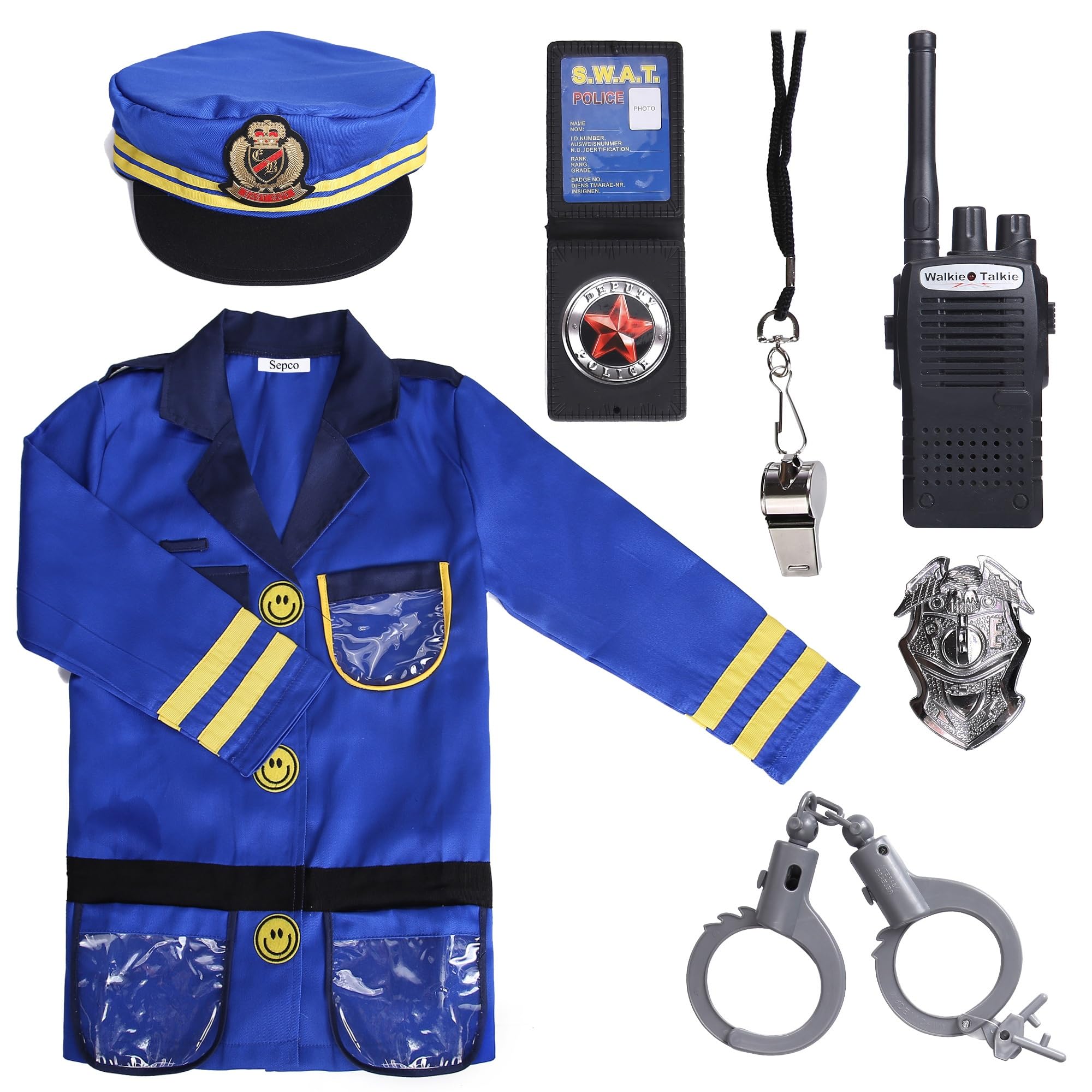 Police Officer Costume for kids Role Play Kit with Cop Dress Up Costume Accessories, Ages 3-6 yrs