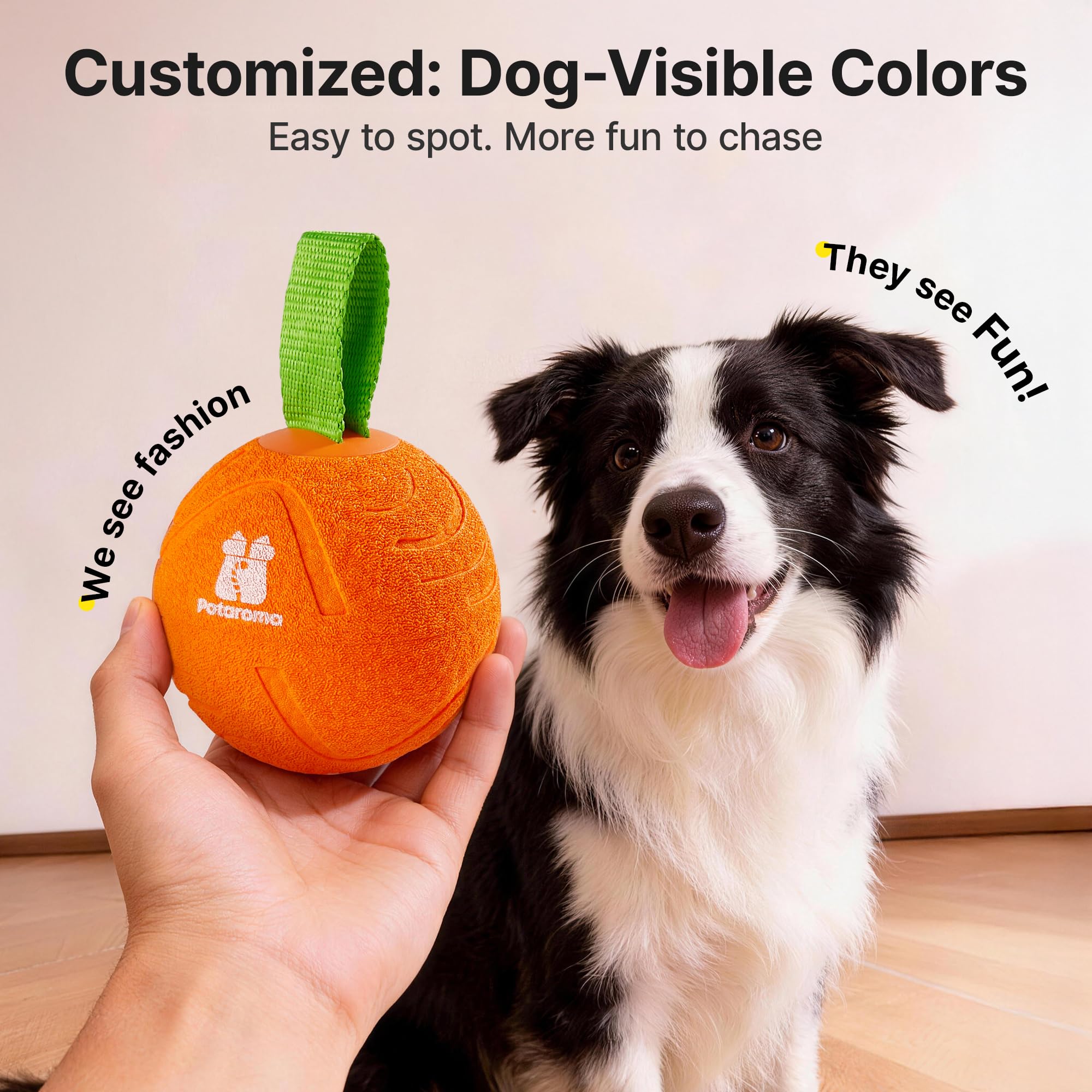 Potaroma Pelota de juguete para perros con cuerda, activada por movimiento interactivo, 3 modos, juguete de pelota de rebote automático, material duradero E-TPU para perros medianos/grandes