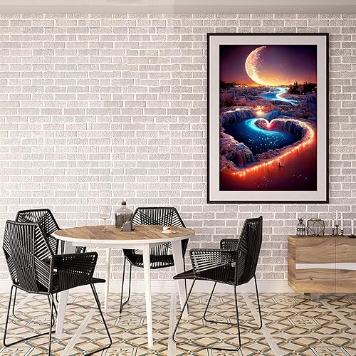 Miniatura 4 de Kits de pintura de diamantes para adultos principiantes  Kit de arte de diamantes de cascada de luna para adultos 5D DIY puntos de diamante de