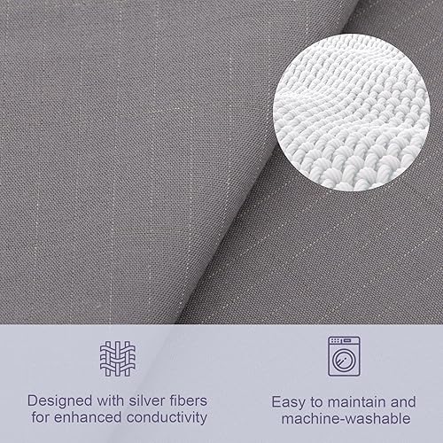 Miniatura 6 de Juego de sábanas encimeras de puesta a tierra para cama tamaño individual XL, en hilo plateado y algodón orgánico con cable de conexión a tierra de