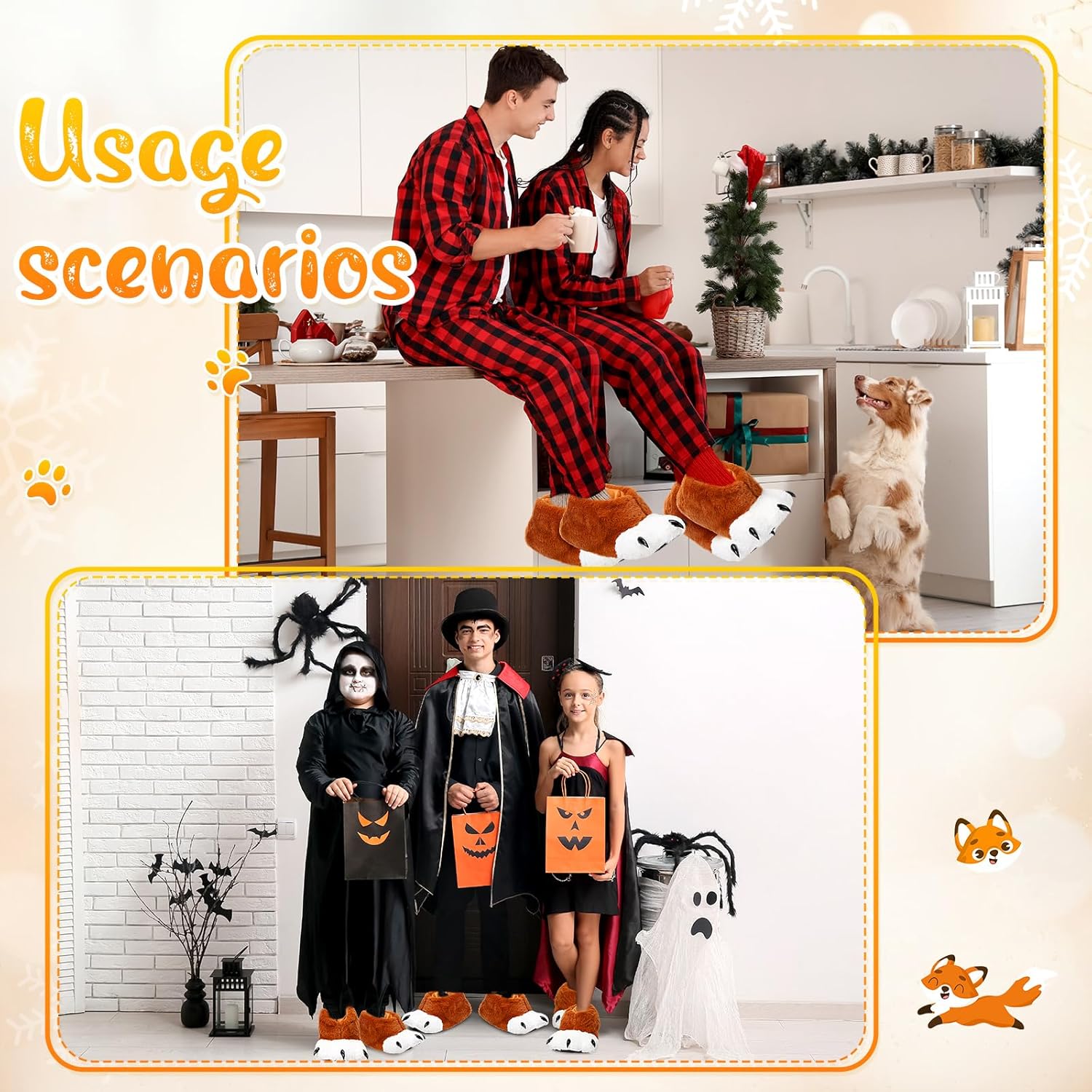 Unisex Funny Slippers Animal Paw Slippers Furry Feet Claw Shoes Costume Winter Gifts for Men Women Adults Friends - Image 7