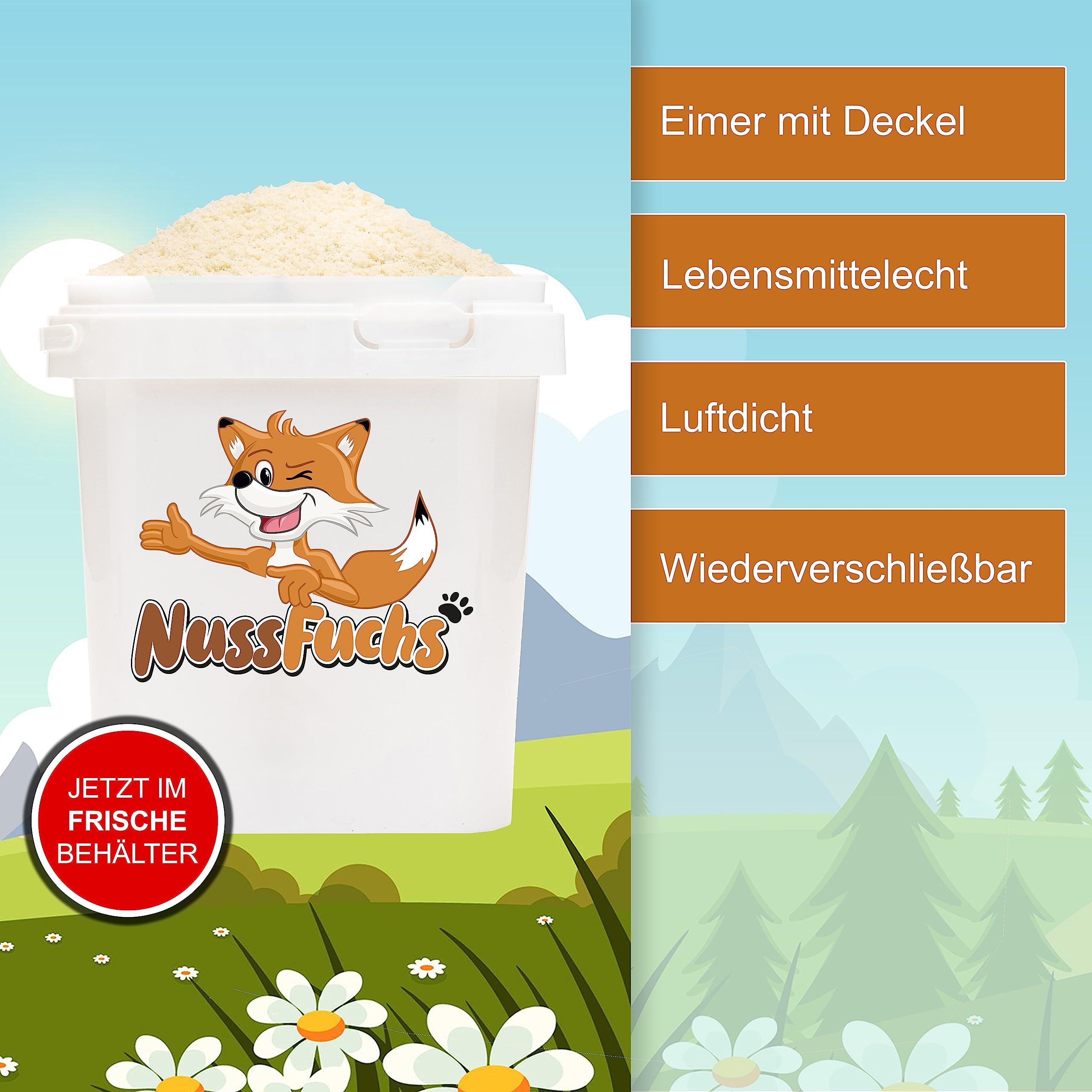 Mandelmehl 3kg im Eimer blanchiert fein gemahlen naturbelassen NussFuchs