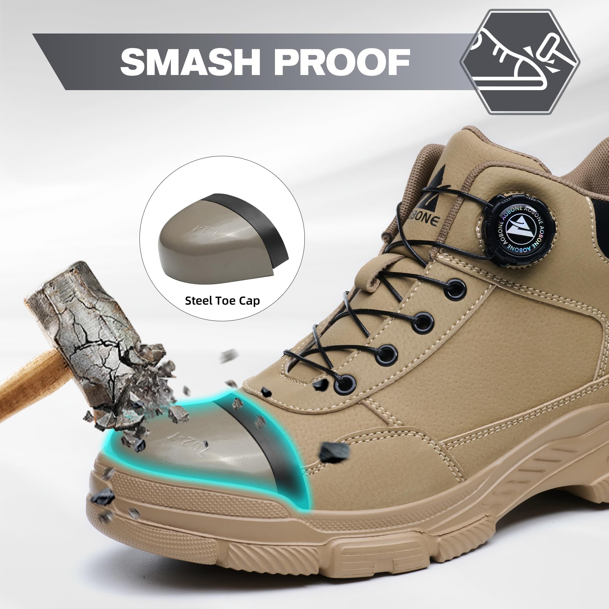 Botas de Seguridad Impermeable Punta de Acero Antideslizantes para Hombre Mujer Trabajo Ligeros