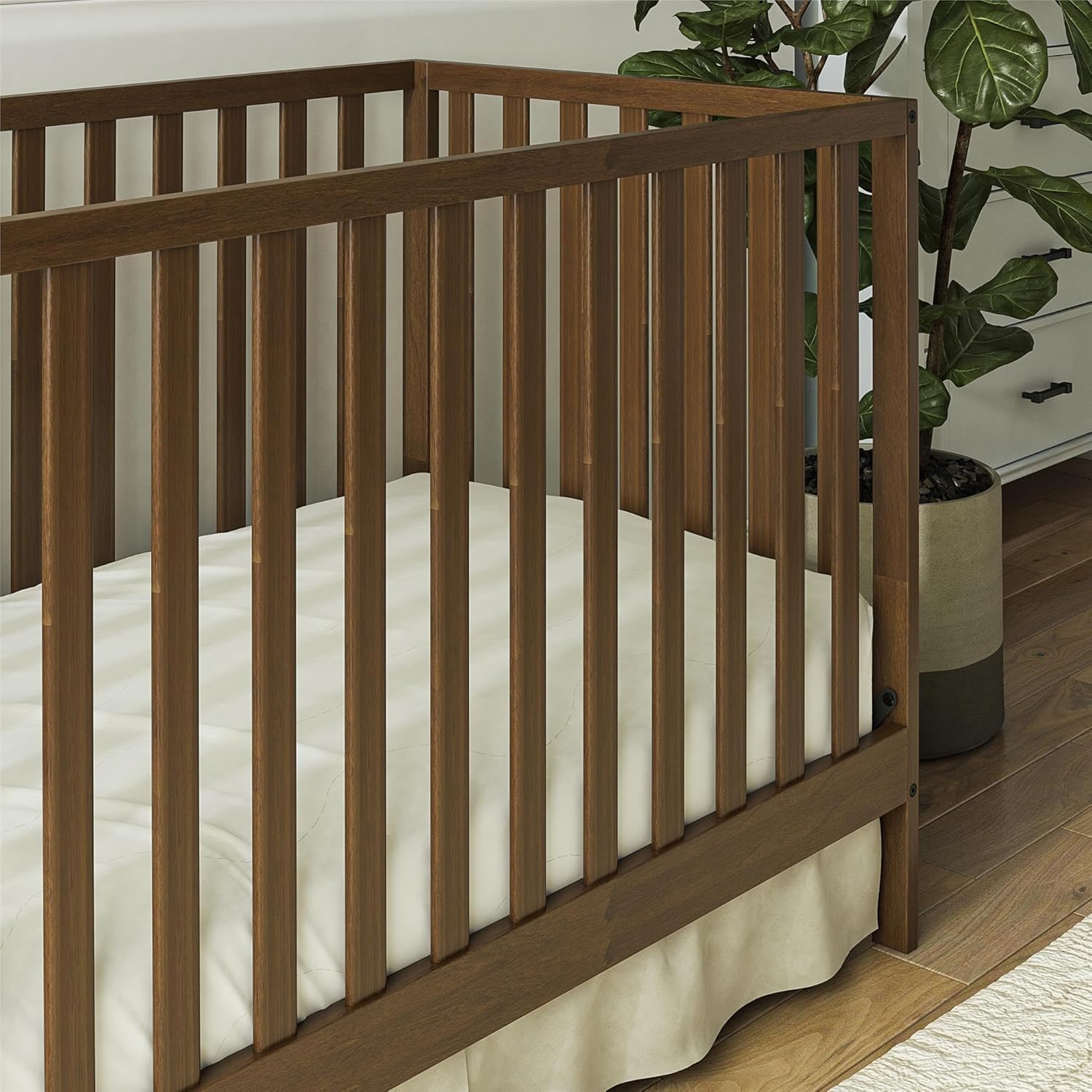 Baby Relax Ema 3-in-1 Convertible Crib, Walnut