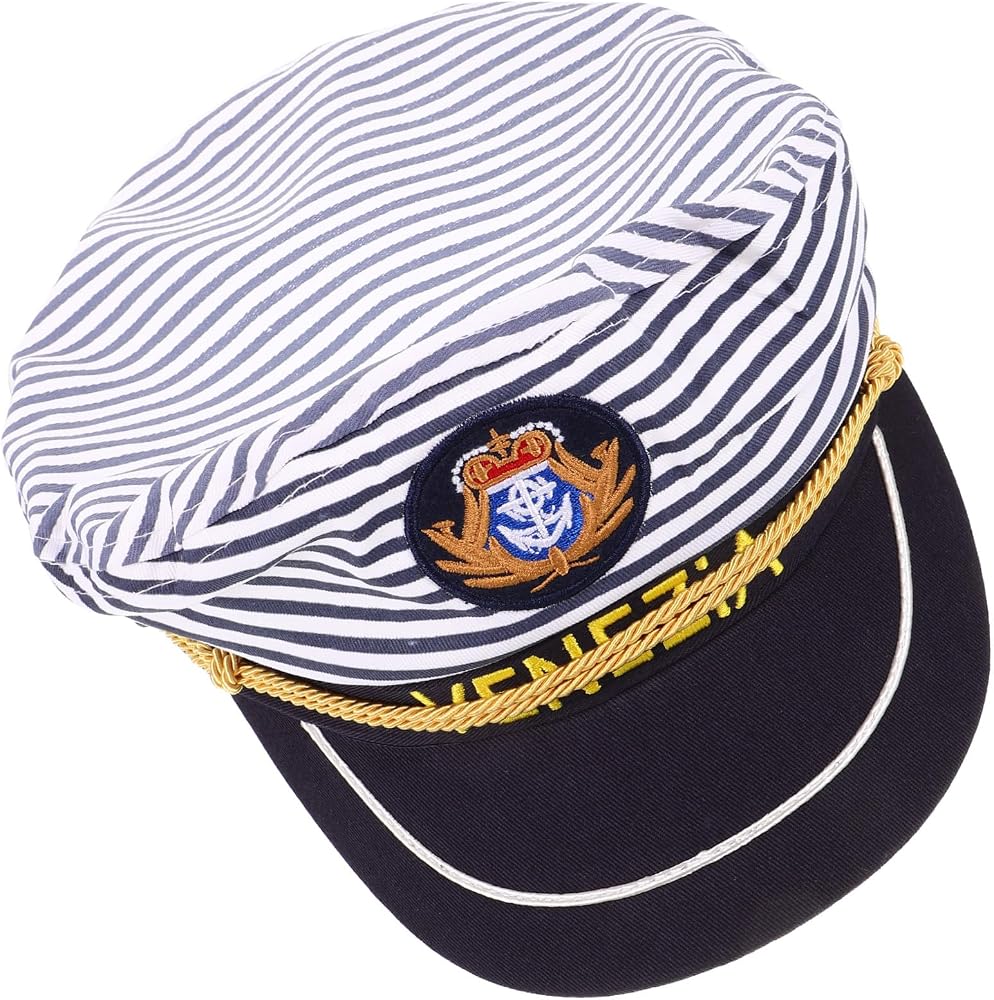 Amazon.com: GANAZONO Captain Sailor Costume Hat Blue Stripe
